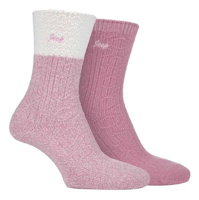 Jeep - 2 Pr Ladies Supersoft Cable Boot Socks