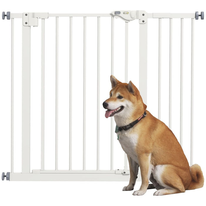 Premium Adjustable Pet Safety Gate | Secure & Easy Install | Durable Metal Frame+Extensions | White