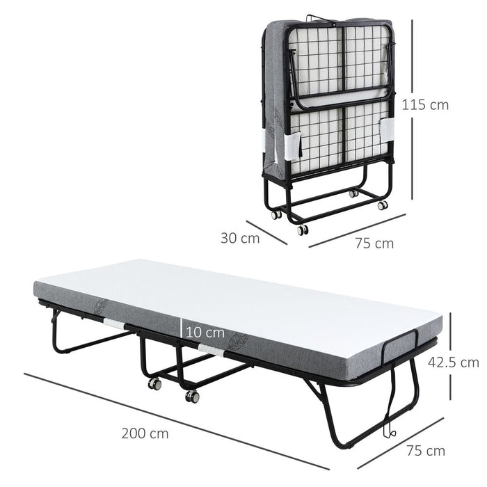 Folding Bed with Mattress, Portable Guest Bed - High Quality, Easy to Store and Move