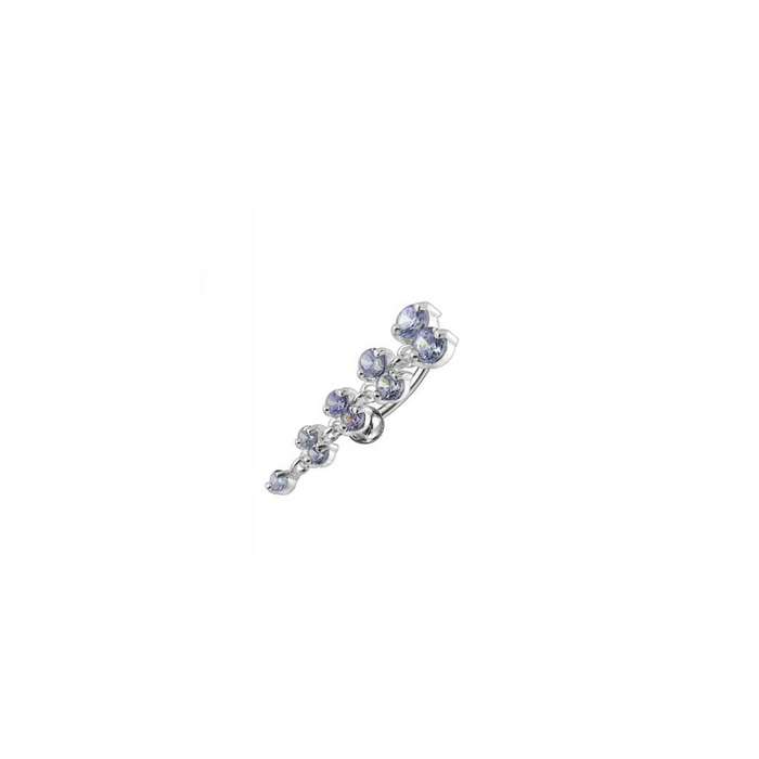 Jeweled Fancy Reverse Silver Dangling Curved Bar Belly Ring