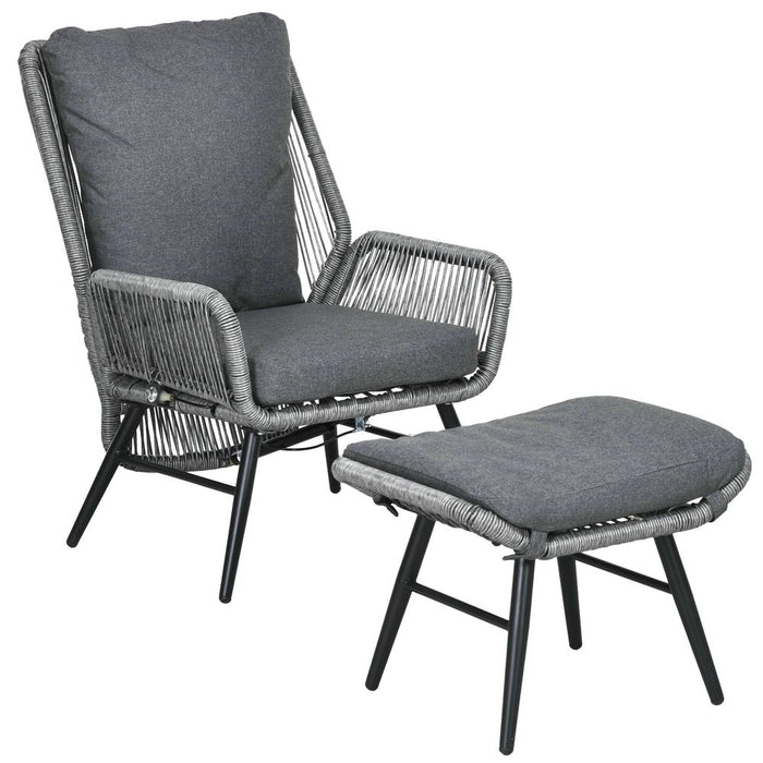 Premium Quality Adjustable Rattan Leisure Chair Set, Grey