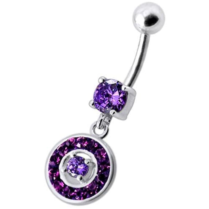 Fancy Round Multi Stone Studded Jeweled Dangling Belly Body Ring