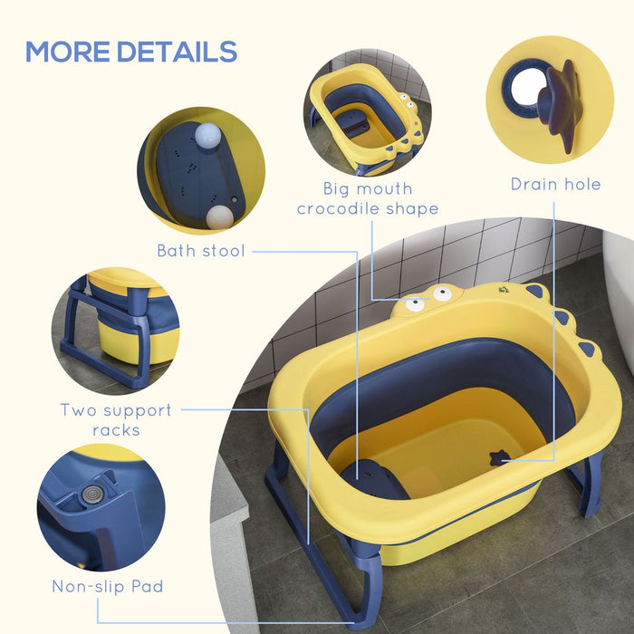 Foldable Baby Bathtub for Newborns - Yellow