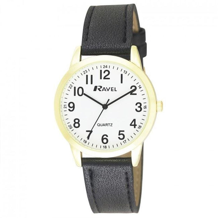 Ravel Men's Classic Leather Strap Watch R0132GC - Quality Quartz Movement, Easy Read Arabic Dial