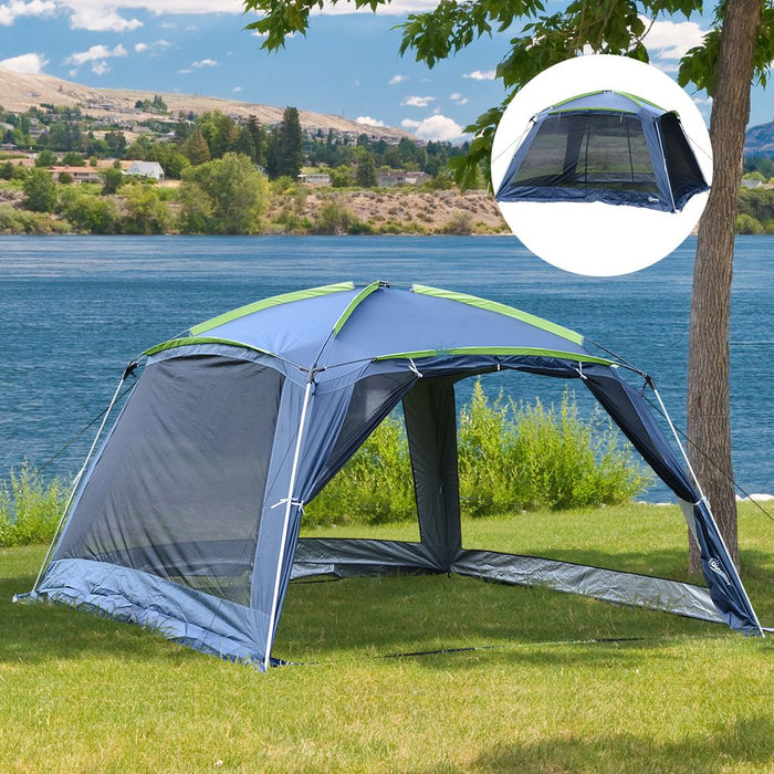 Outsunny Dark Green Camping Tent Sun Shelter Shade Garden