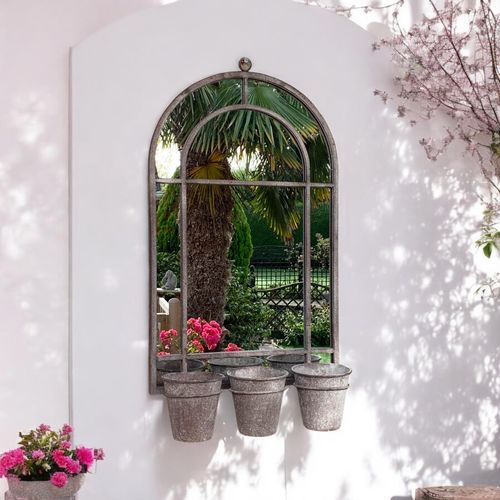 80CM WALL MIRROR WITH TRIPLE PLANTER