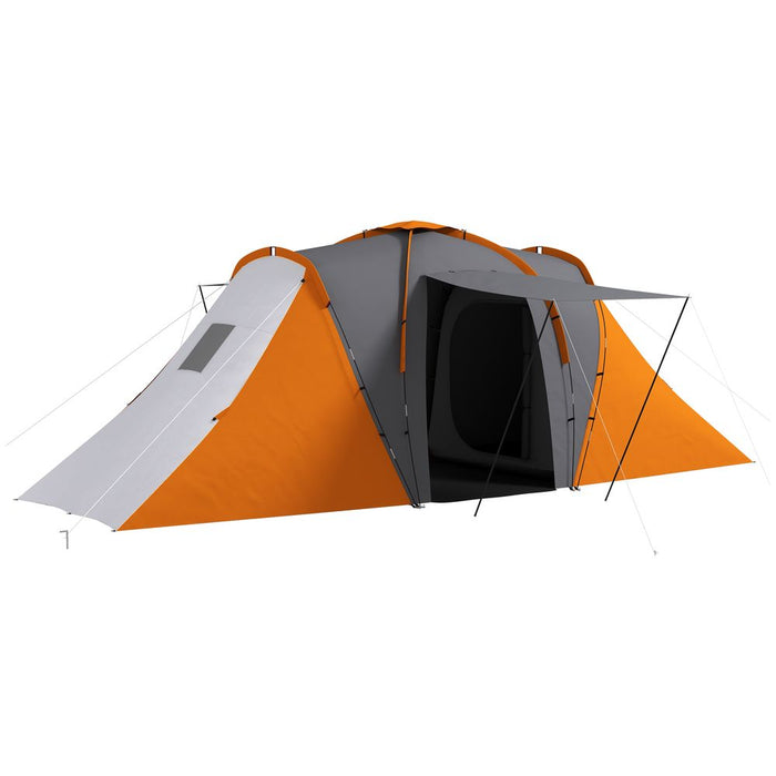 Outsunny 4-6 Man Camping Tent with 2 Bedroom and Living Area, Grey and Blue