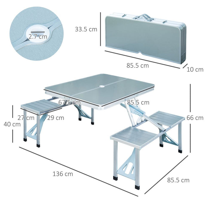 Versatile Outdoor Folding Table Chairs Set - Lightweight Aluminum for Camping, Picnic, Garden - Outsunny