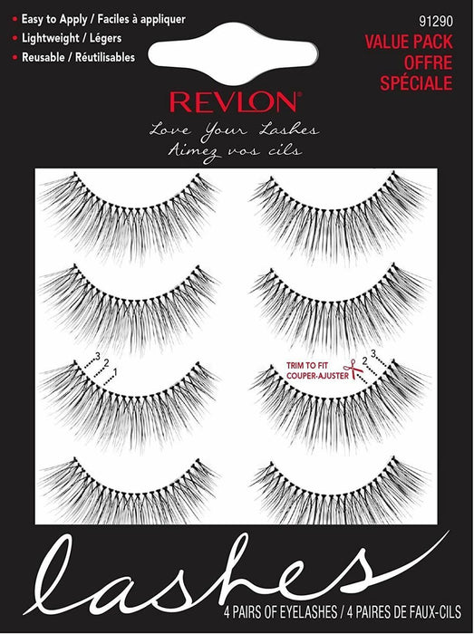 Revlon Beyond Natural Lashes, Lengthening, Pack of 4