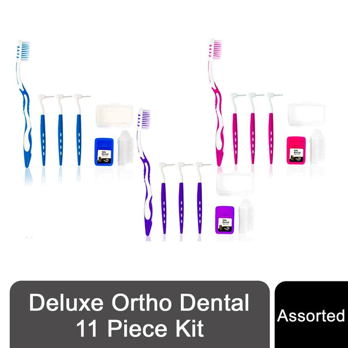 Deluxe Ortho Dental 11 Piece Kit, Assorted Colours, Pack of 1, 2, 3 or 4