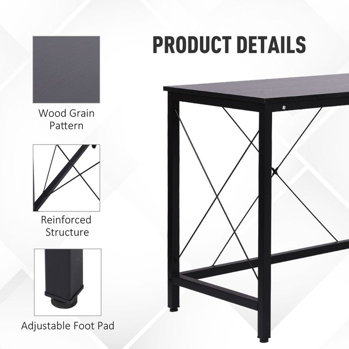 Black Corner L-Shape Desk - Home Office Gaming PC Workstation - Space-Saving Design - 3 Worktops - Steel Frame - Water Resistant - Adjustable Feet