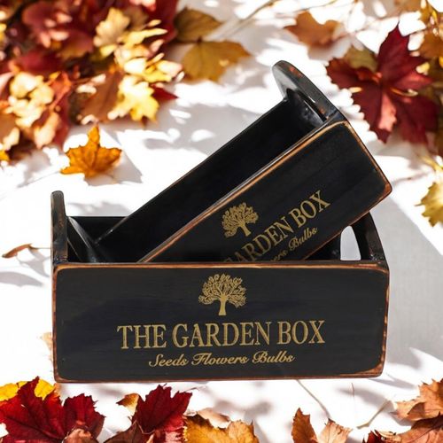 SET 2 BLACK WOODEN CRATES