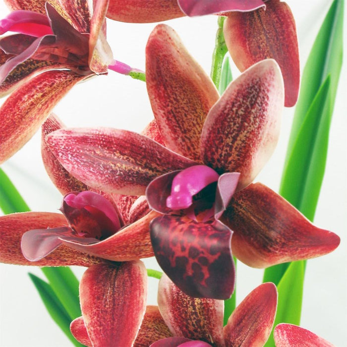 High-Quality 50cm Dark Pink Artificial Orchid in Ceramic Planter