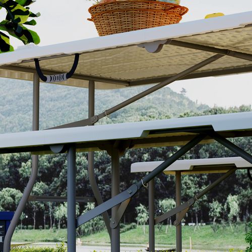 Outsunny 3 Piece Folding Picnic Table and Bench Set with Handles, White