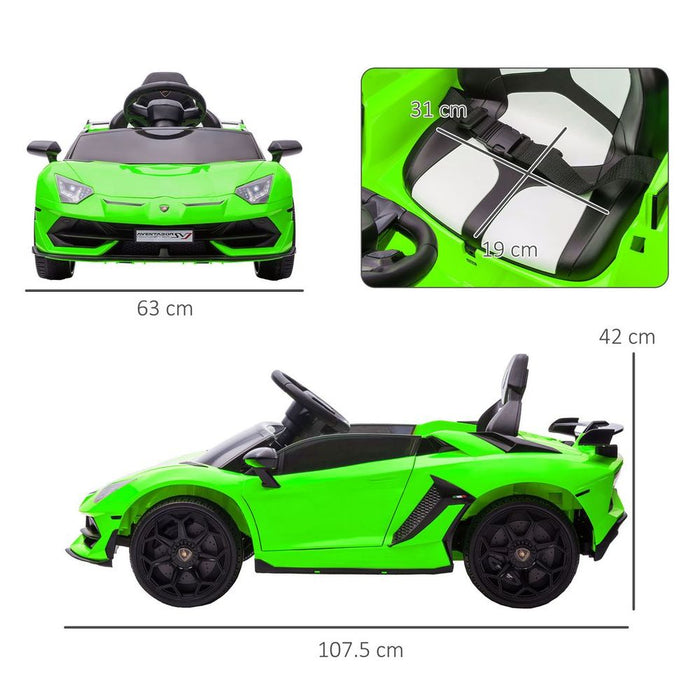 Flashy & Fun: HOMCOM Lamborghini Aventador 12V Electric Ride-On Car - Green