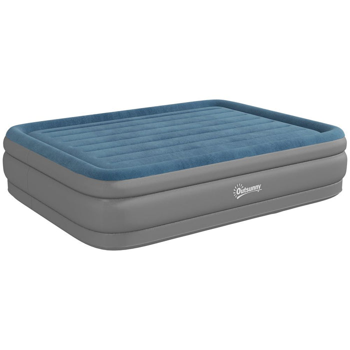 Restful Sleep Anywhere: Outsunny Queen Inflatable Mattress+Electric Pump, 203x152x46cm