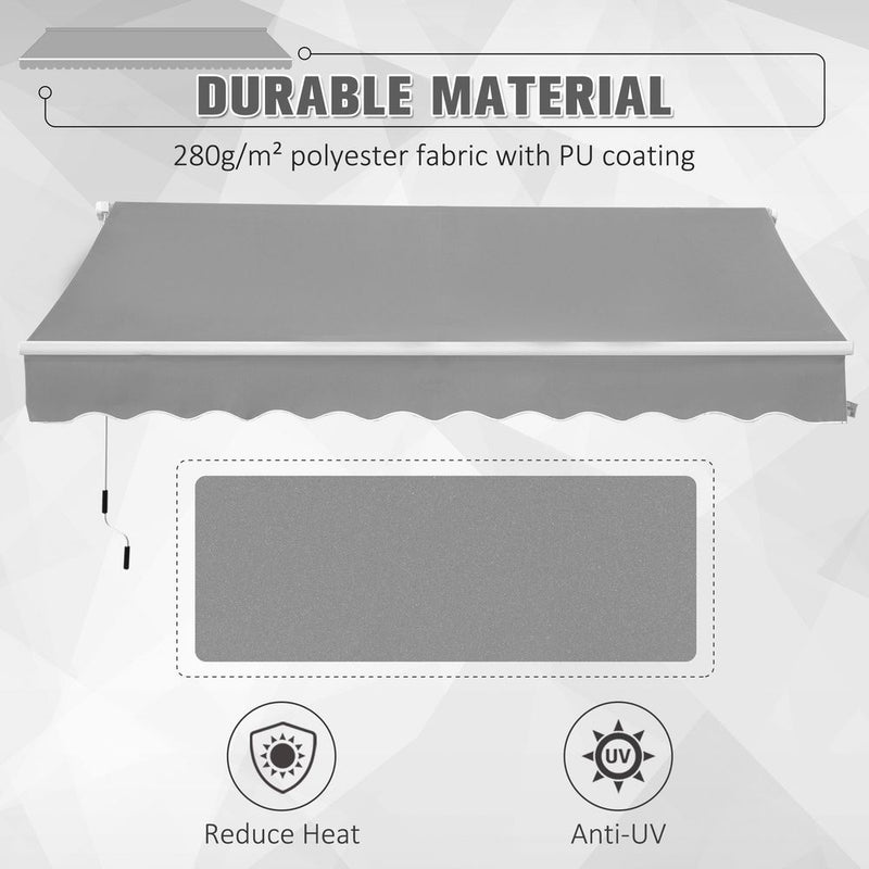 Premium UV-Block Awning Canopy: 3x2m Outdoor Shelter, Crank Handle, Aluminium Frame
