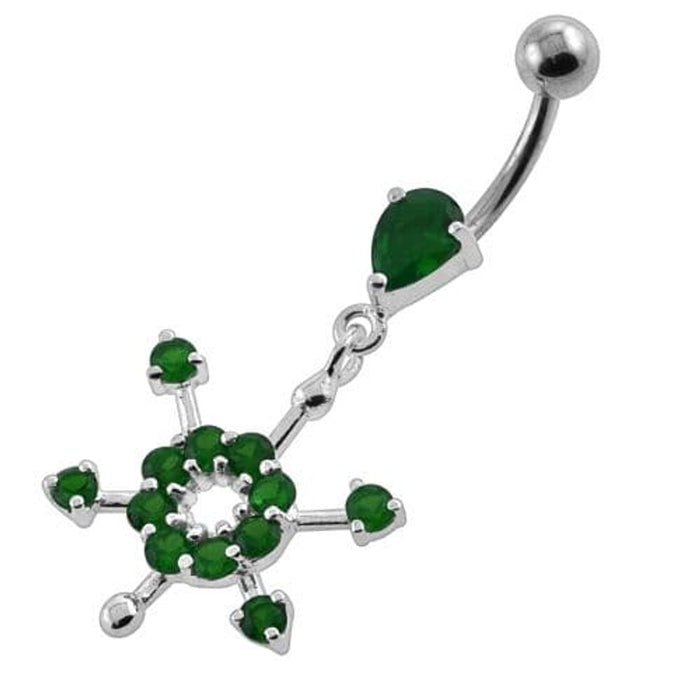 Fancy Flower Dangling Navel Belly Button Piercing