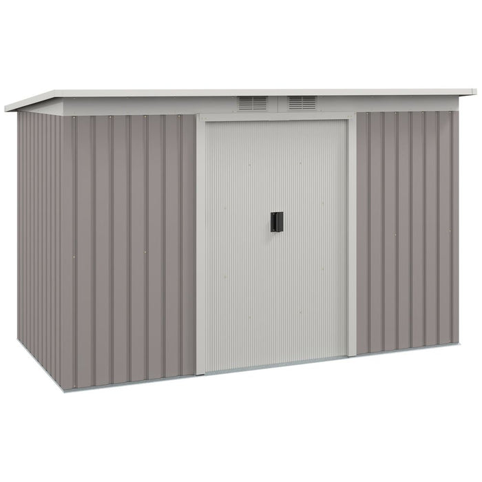 Garden Storage Shed Store Metal Roof Building Tool Box Container Light Grey