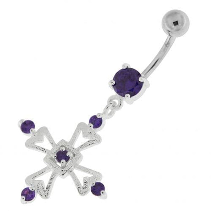 Jeweled Irish Cross Navel Belly Button Ring