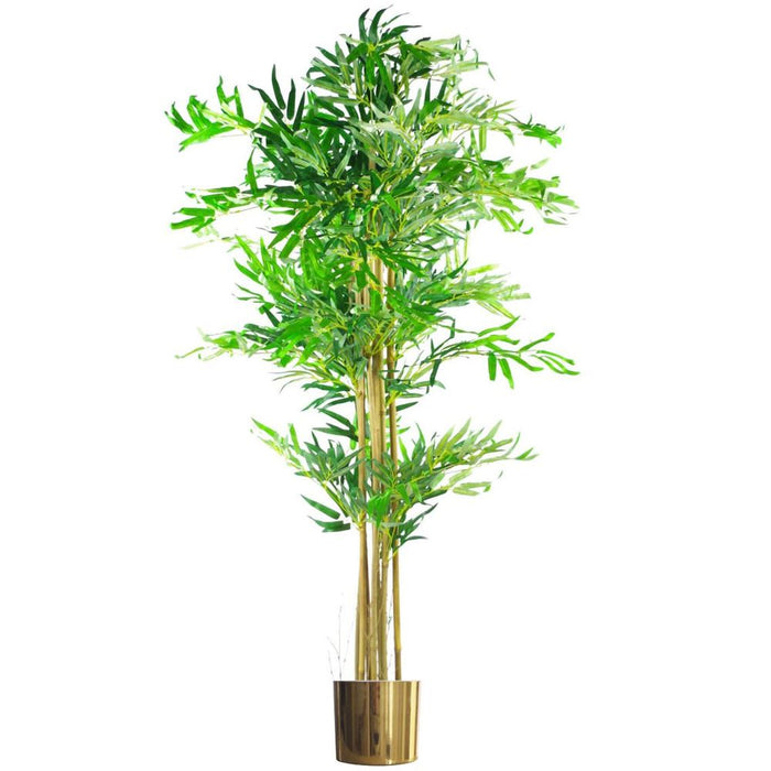 XL 5ft Artificial Bamboo Tree - Realistic, Low Maintenance, Gold Metal Planter