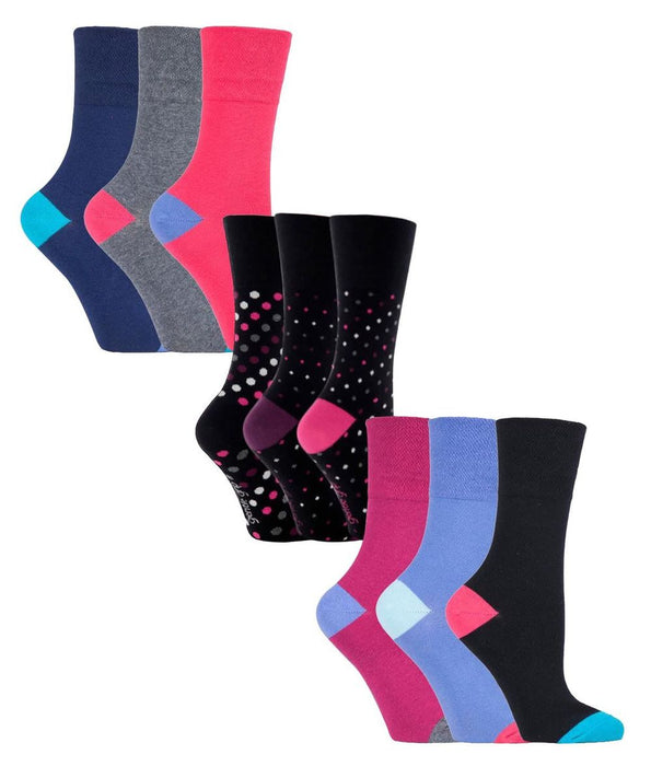 Gentle Grip - Ladies 9 Pack Patterned Socks