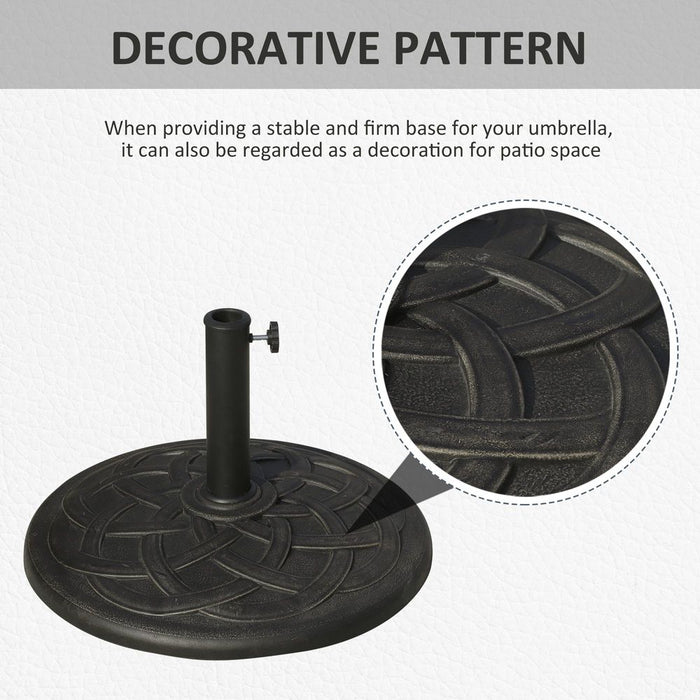 Decorative Umbrella Base for ?38mm and ?48mm Poles, Rust-Resistant Resin-Bronze Design