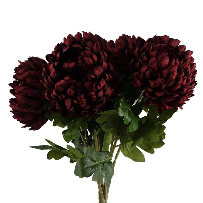 6x 75cm Extra Large Reflex Chrysanthemum - Red - High-Quality Silk Petals