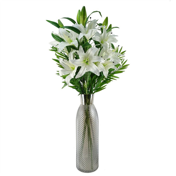 Premium Smoke Grey Diamond Tall Glass Vase - 50cm - High-Quality & Versatile - Perfect for Real & Artificial Flowers