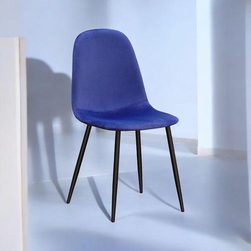 BLUE FABRIC CHAIR BLACK METAL LEGS