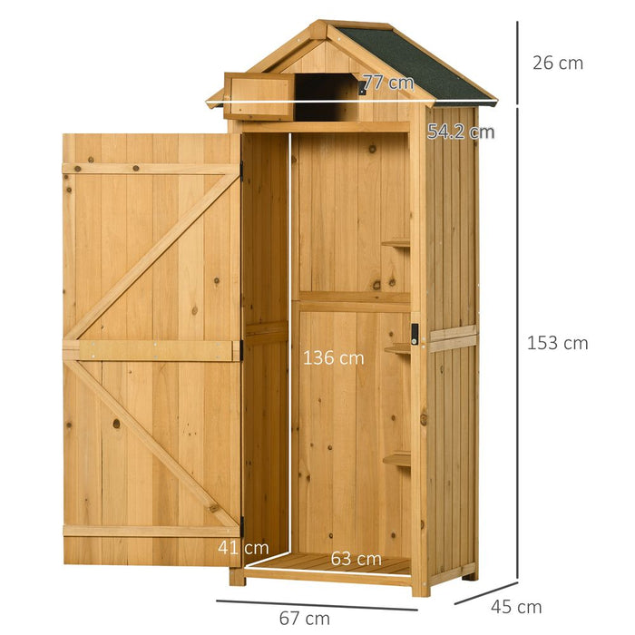 Garden Shed Utility - 3 Shelves - Wood - Outdoor - 77x54.2x179cm - Brown