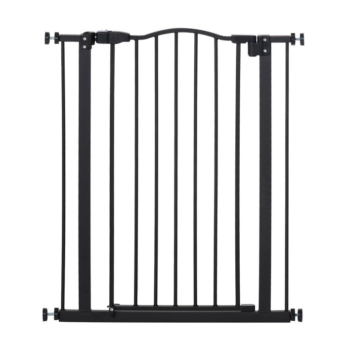 Adjustable Metal Pet Gate Safety Barrier w/ Auto-Close Door - Black