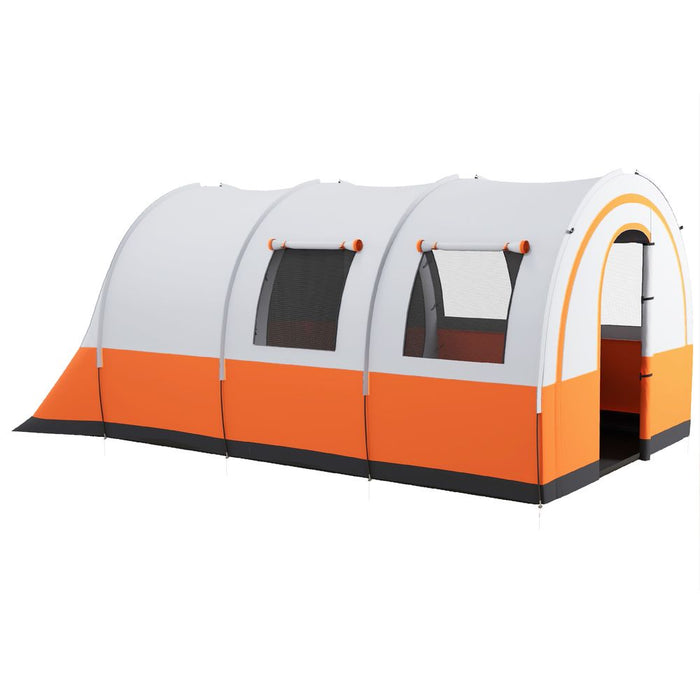 Outsunny Camping Tent: Waterproof 5-6 Man Family Tent - Cream/Orange