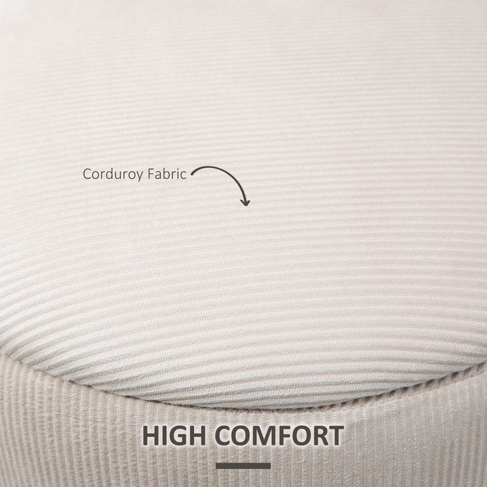 Premium Corduroy Storage Ottomans, Set of 2, Removable Lid, Cream White