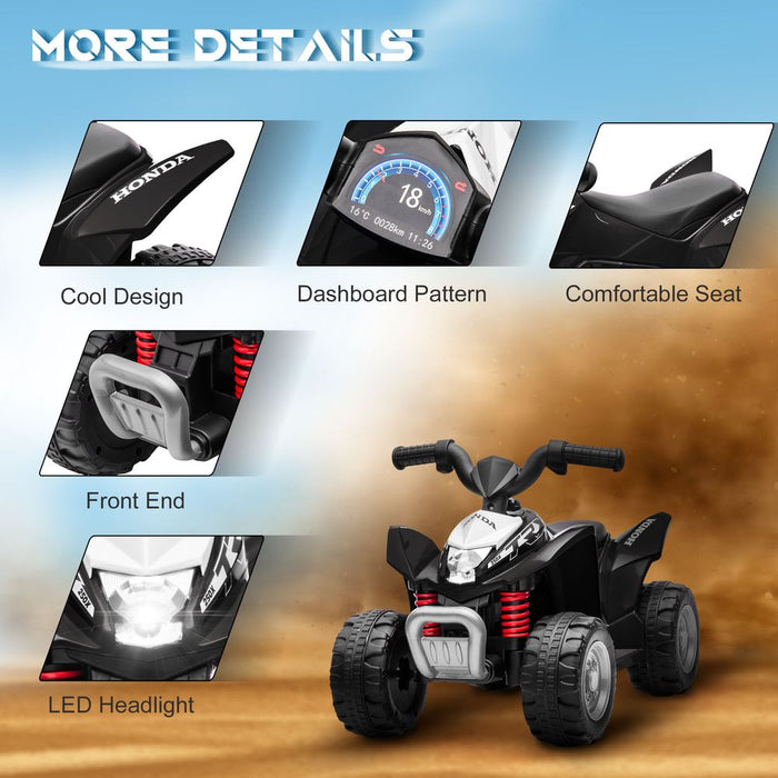 Honda Licensed Kids Electric Quad Bike 6V ATV Ride On 1.5-3 Years Black