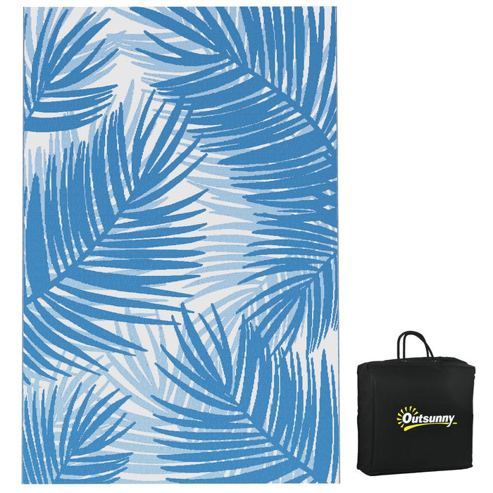 Outsunny Reversible Outdoor Rug: Waterproof, 182x274cm, Blue - Carry Bag Included