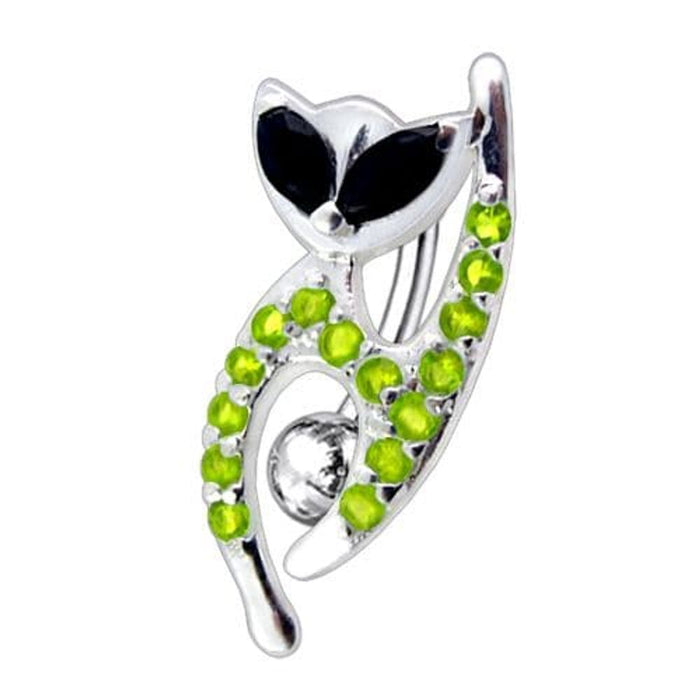 Fancy Jeweled Cat Dangling Reverse Belly Ring