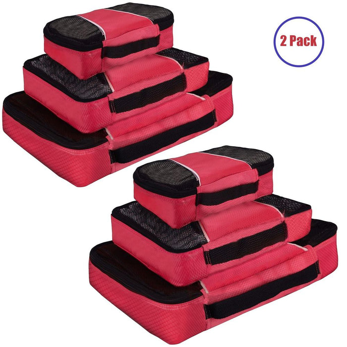 Premium Travel Packing Cubes Set - Space-Saving, Durable & Organized - 3 Sizes - Red