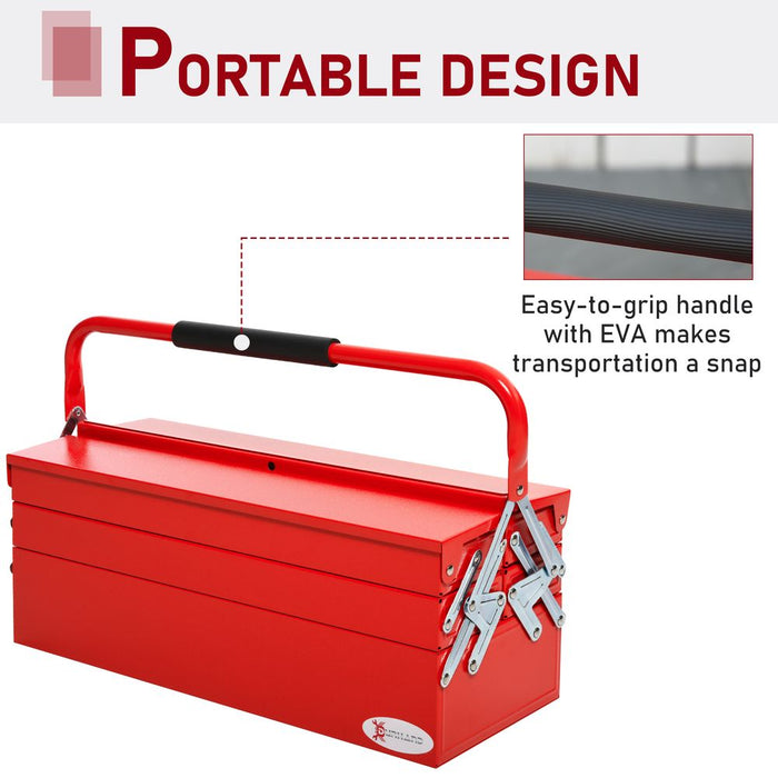 Steel Toolbox 3 Tier 5 Tray Organizer - DURHAND - Carry Handle - High-Quality Storage