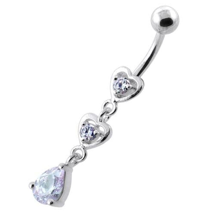 Jeweled Twin Heart belly button jewellery