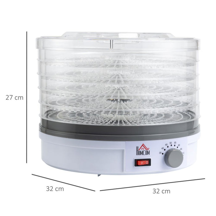 5 Tier Food Dehydrator 245W Stainless Steel Food Dryer Machine Timer LCD White