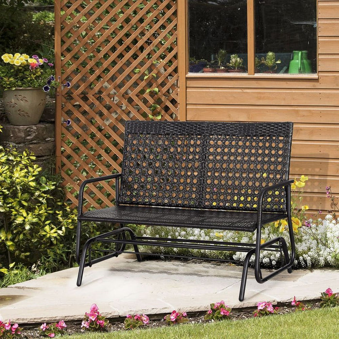 Premium 2 Seater Wicker Glider Bench: Patio Garden Armchair for Ultimate Relaxation