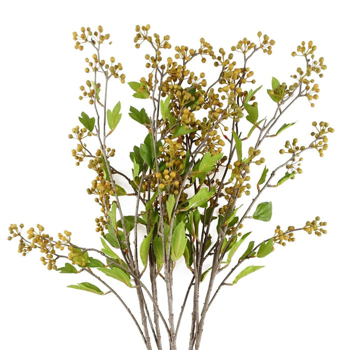 Pack of 6 x 90cm Artificial Yellow Berry Stem