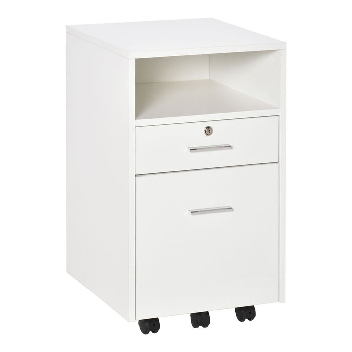 Vinsetto Mobile File Cabinet Lockable Storage Unit Cupboard for A4 Letter Home Filing Furniture for Office, Bedroom and Living Room, 39x40x65cm, White