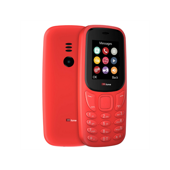 TTfone TT170 Red Dual SIM, Charger, Vodafone Pay As You Go. Unlocked for All SIMs.