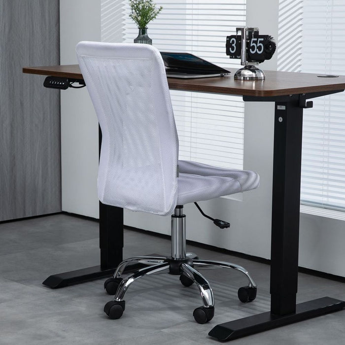 Premium Vinsetto Mesh Office Chair - Adjustable Height, Armless, Breathable Back, White