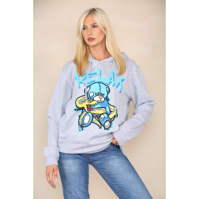 Ladies Oversized Hoodie With Relax Graphics