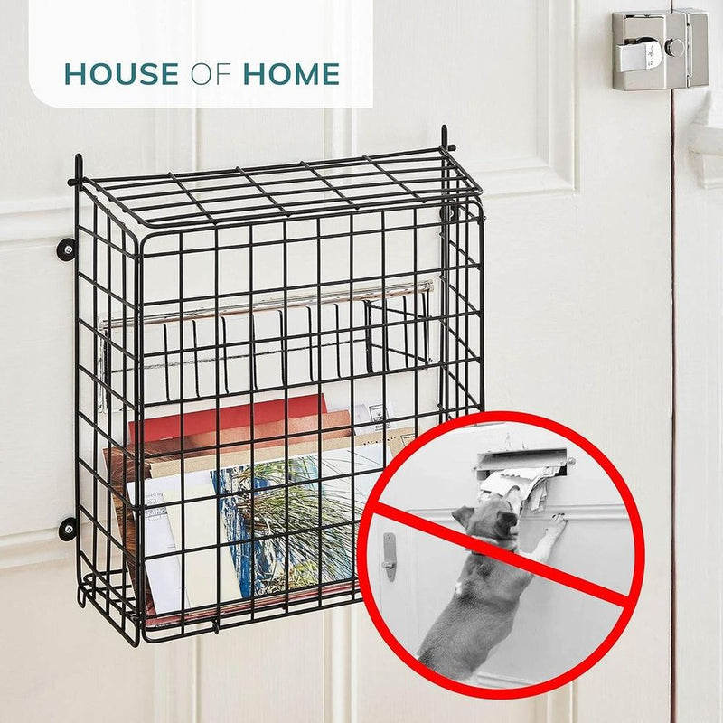 Premium Black Letter Box Catcher Cage - Lift Up Lid