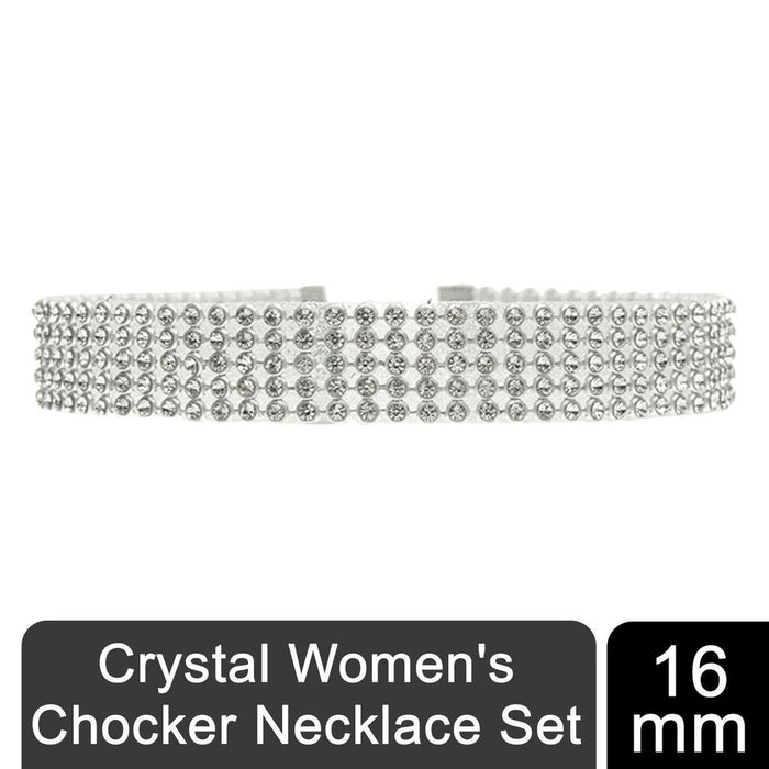 Flo Crystal Women's Chocker Necklace Set, 10mm, 16mm, or 25mm