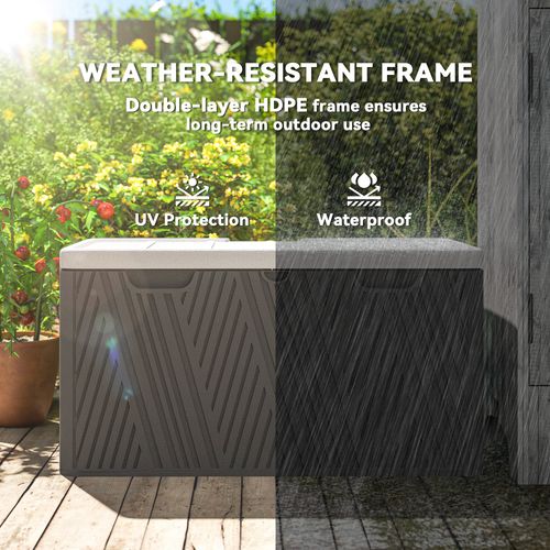 Outsunny 380L Garden Storage Box Waterproof Outdoor Storage Box Wood Effect
